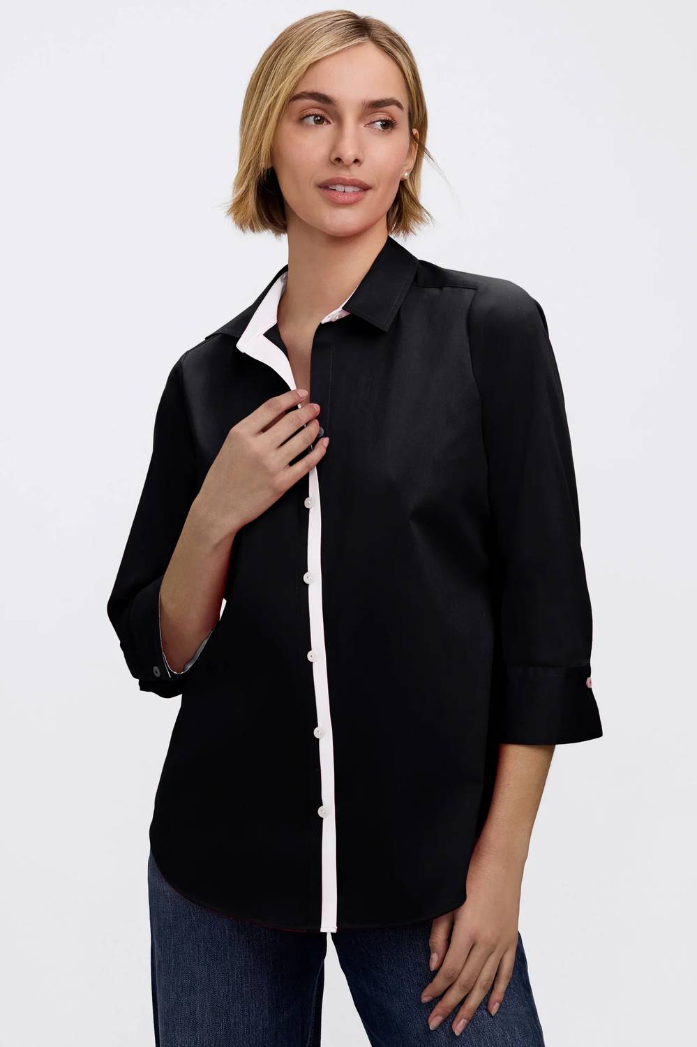 Foxcroft - Charlie Trim 3/4 Sleeve Shirt