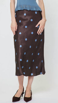 Current Air - All Over Polka Dot Silk Midi Skirt