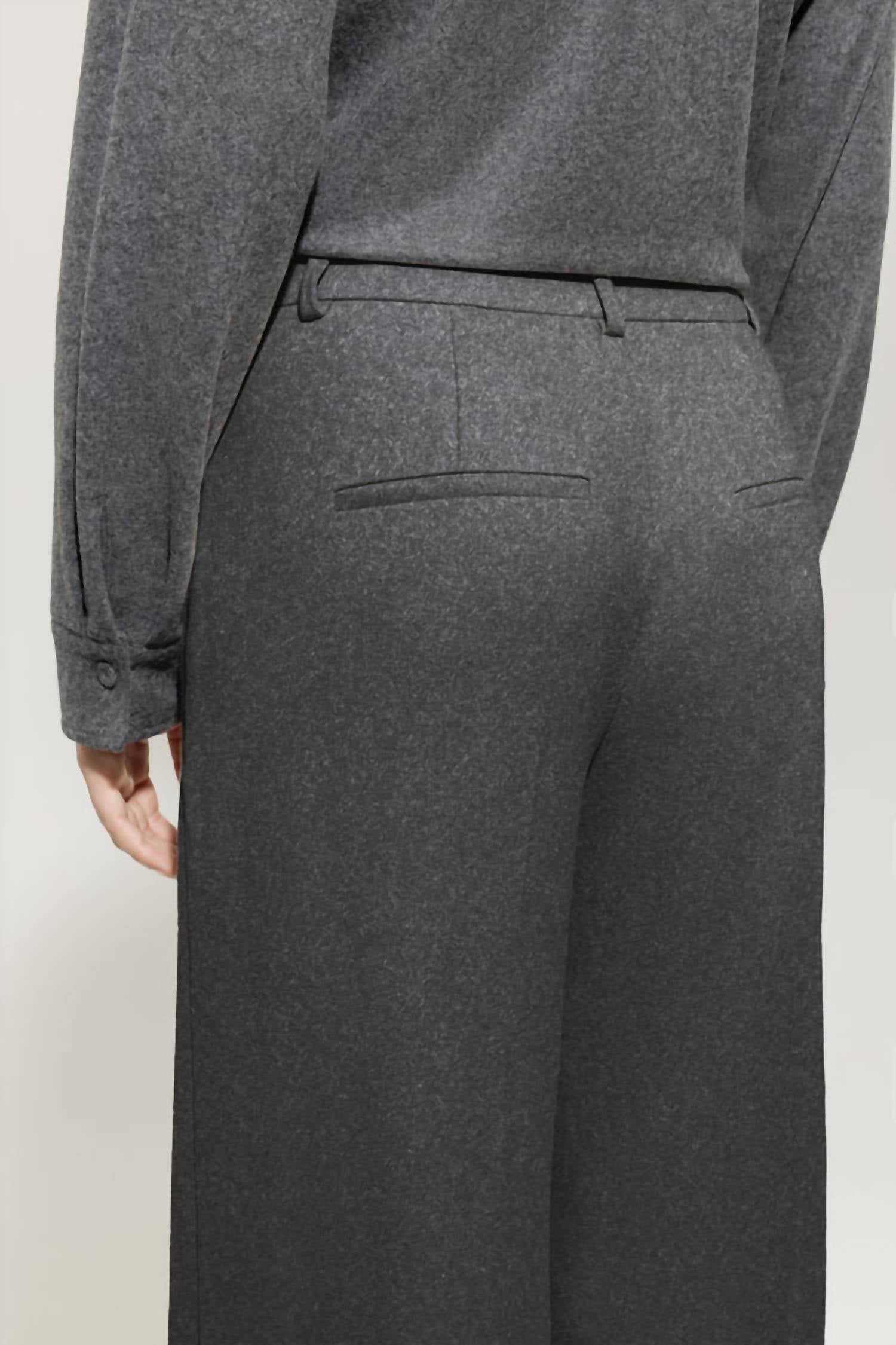 LUISA CERANO Flannel Wide Leg Pant in dark grey melange - women's pants - view 4