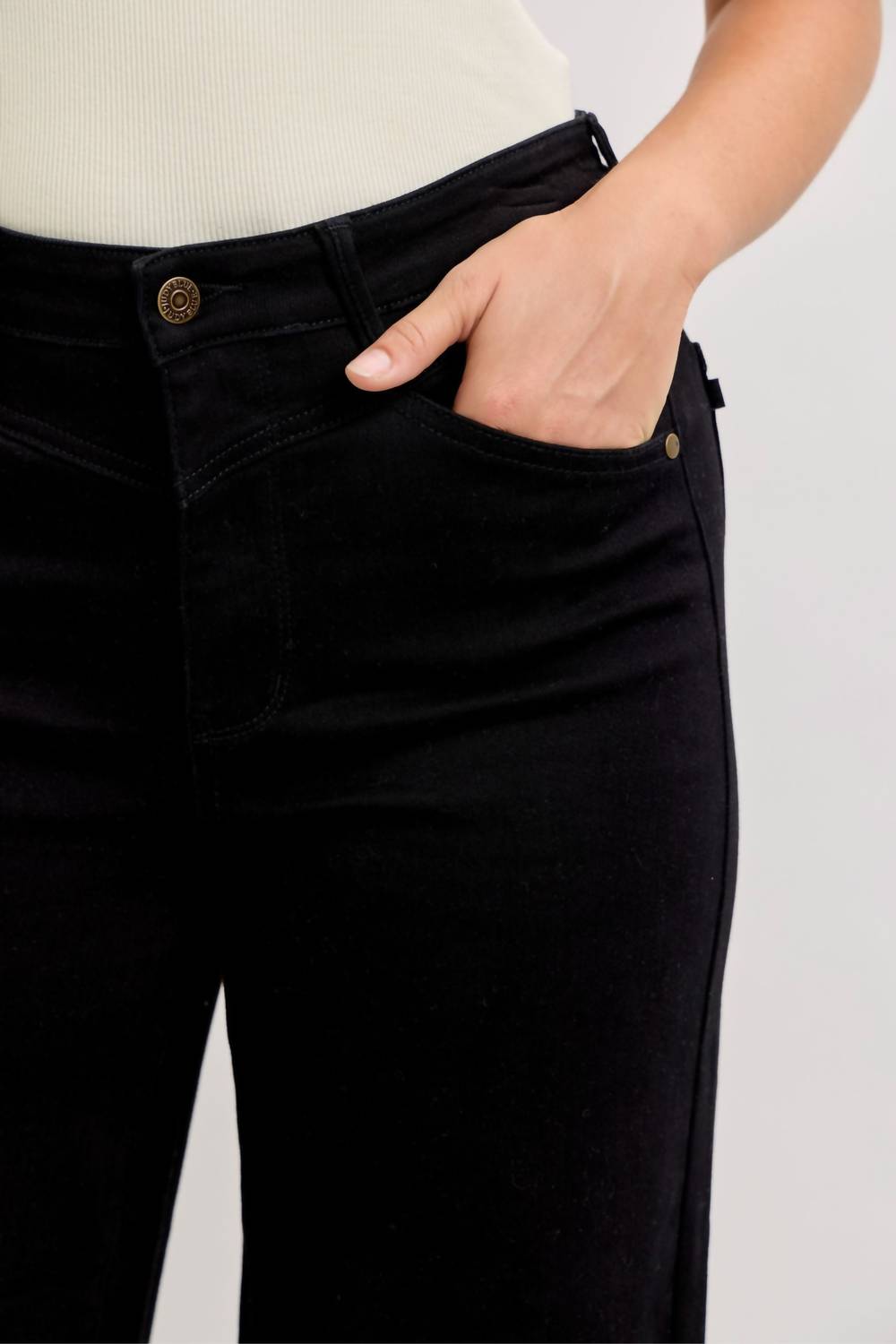 Judy Blue Raven High Rise Retro Wide Leg Jean in black - women's jeans - view 4