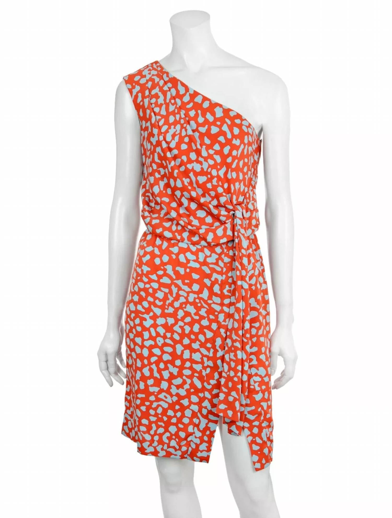 Diane Von Furstenberg - Agatha Silk One Shoulder Faux Wrap Dress
