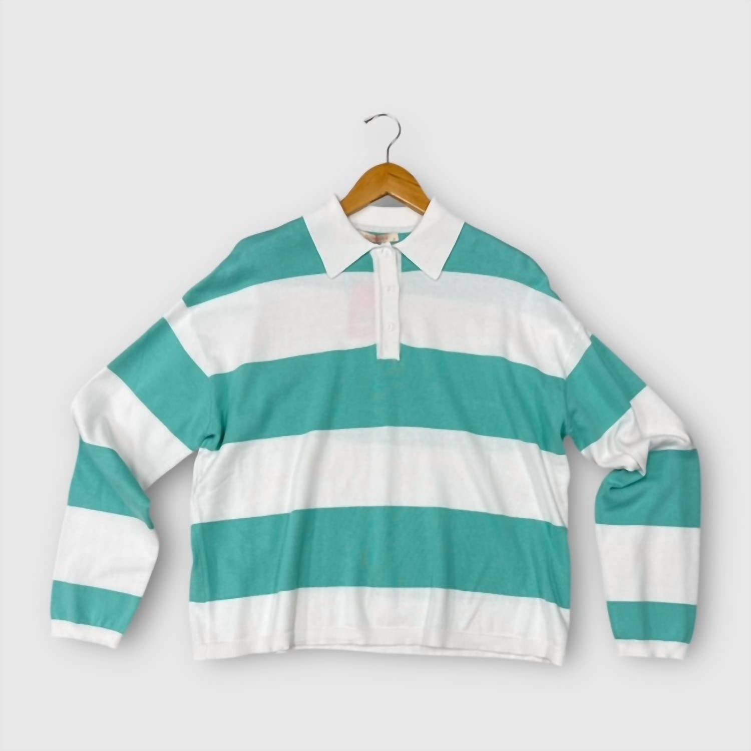 Olivaceous - Women's Stripe Rugby Sweater