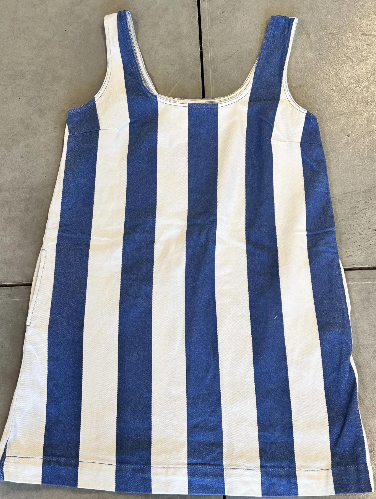 Blu Pepper - Women's Vertical Stripe Denim Tank Mini Dress
