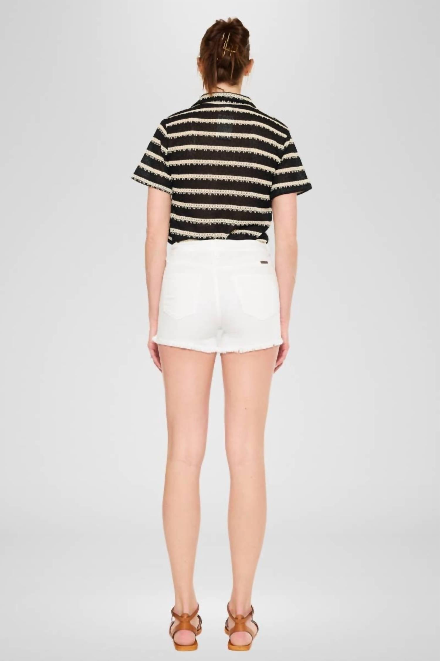 KanCan High Rise Denim Shorts in white - women's shorts - view 6