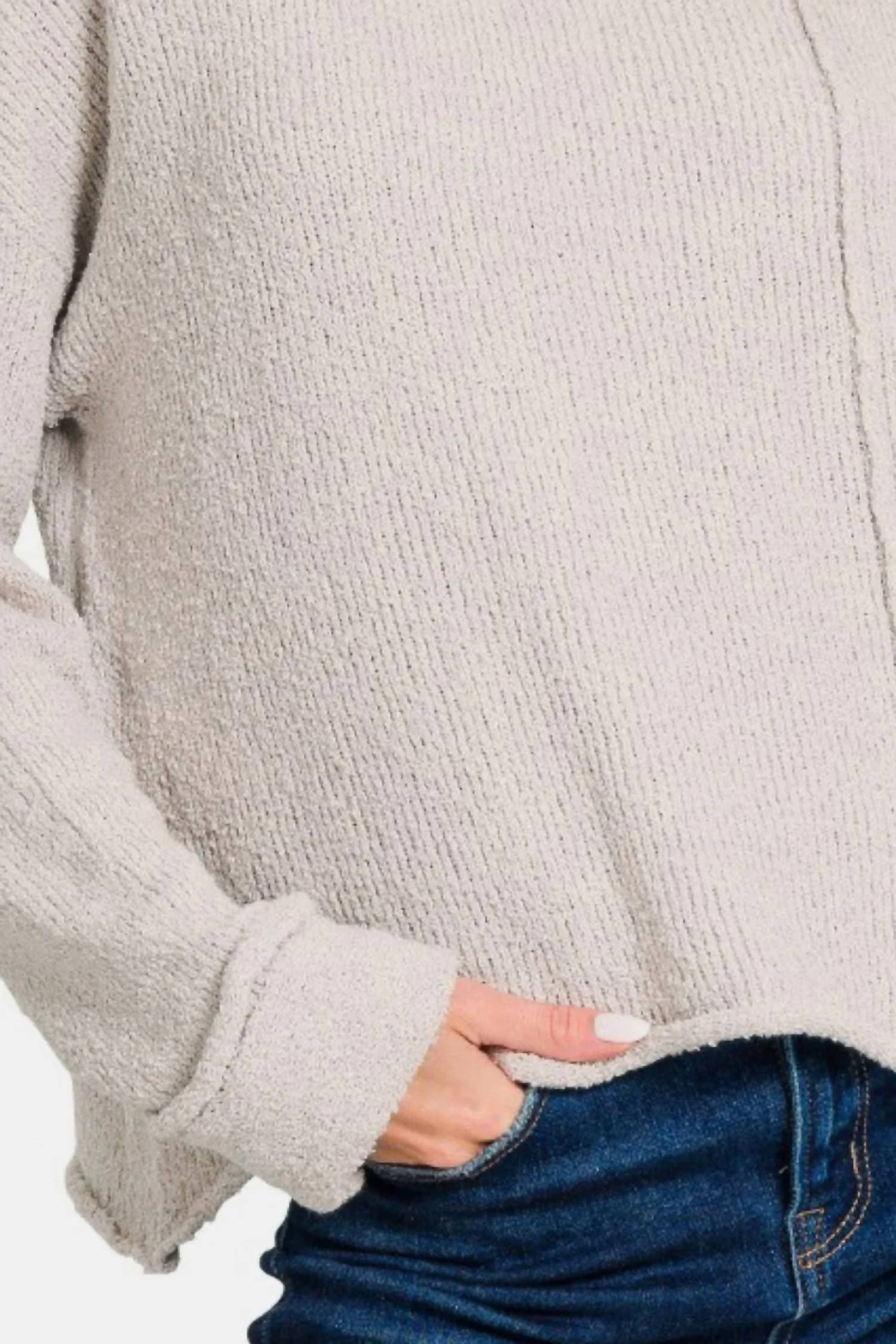 Zenana - Asymmetric Hem Drop Shoulder Sweater