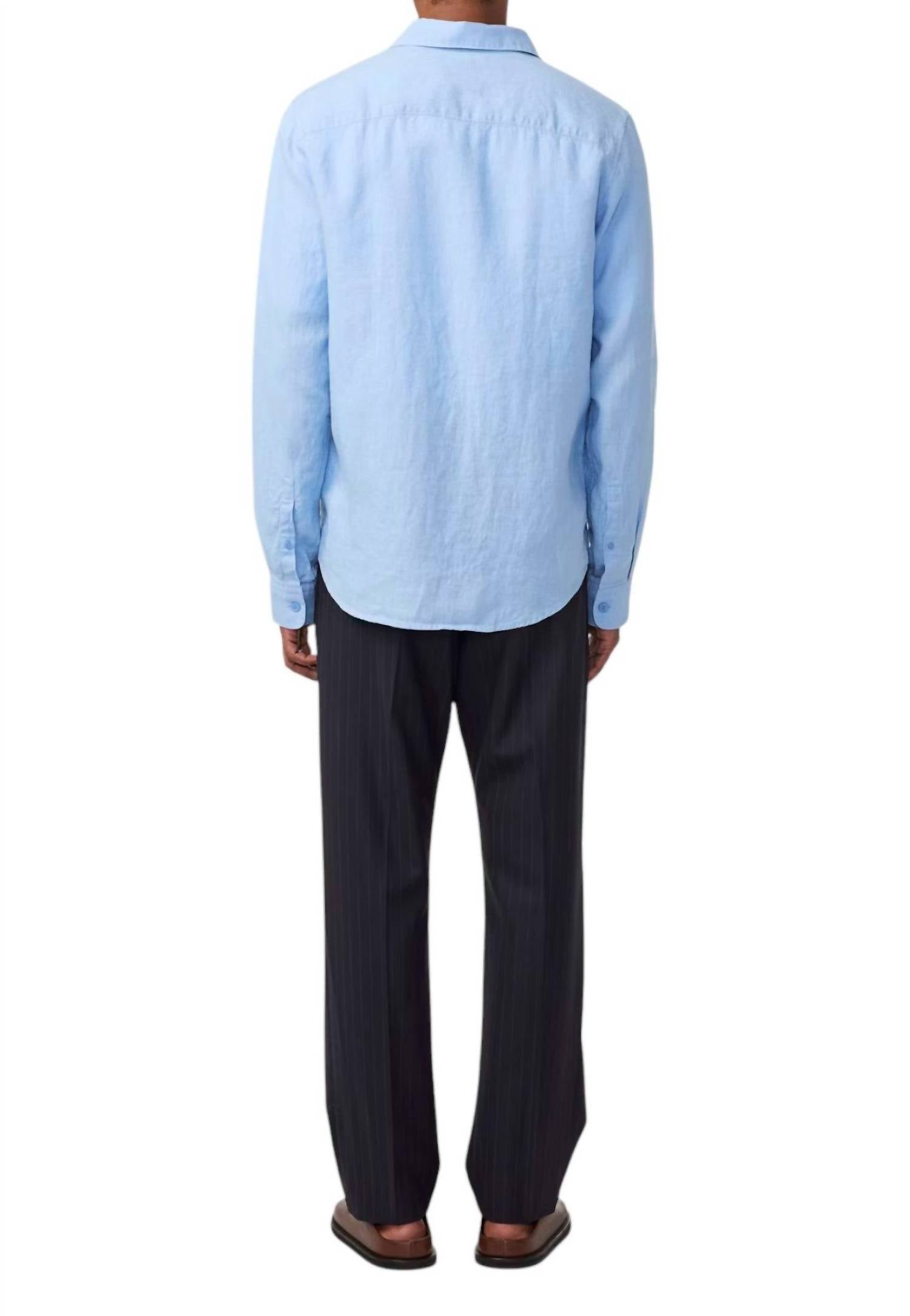 NN07 Enzo Long Sleeve Shirt in cerulean - men's shirt - alternate view