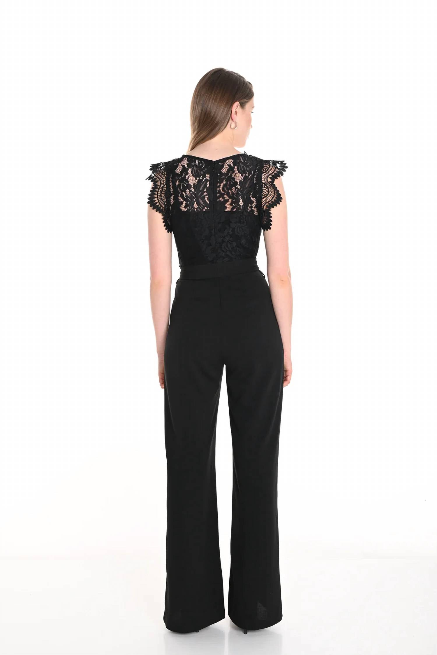 Frank Lyman Formal V-neck Jumpsuit in black - women's pants - alternate view