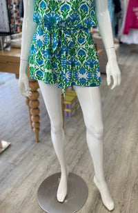 la mer luxe Women's Luxe Raina Romper in cyan emerald croatia - women's pants