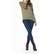 Papillon - Gold Foiled Polka Dot High Low Stretchy Top