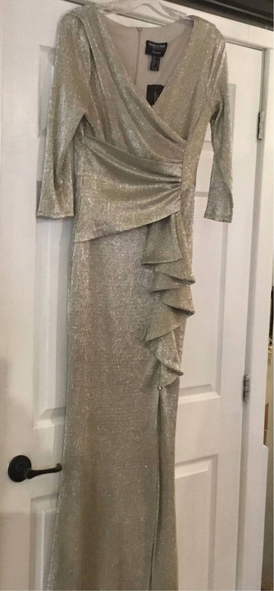 Frank Lyman - Women's Crossover Metallic Gown