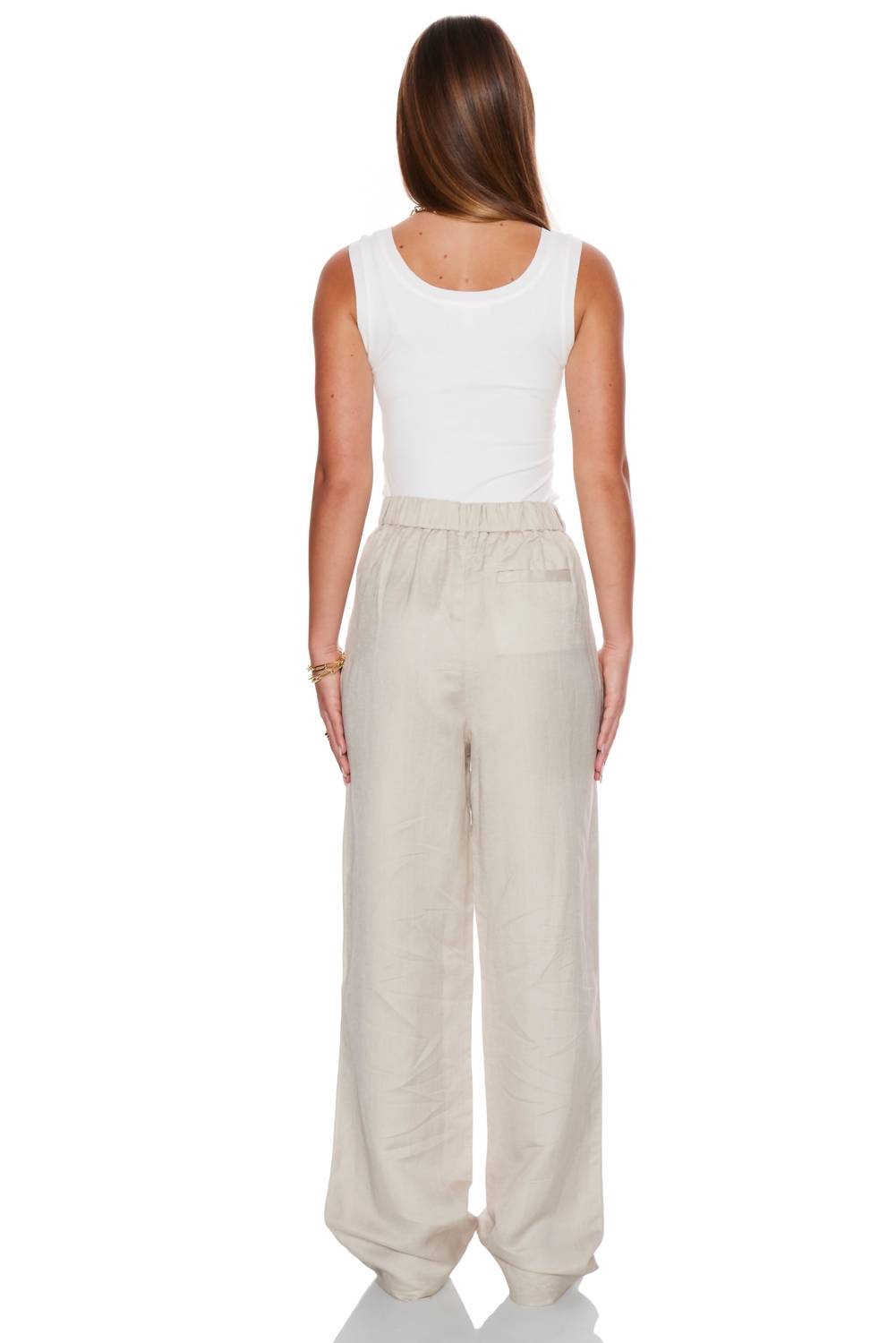 WithBlack Villa Tailored Linen Pants in beige - women's pants - alternate view