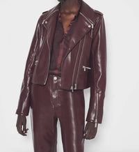 AS by DF Cindy Recycled Leather Jacket in port wine - women's jacket