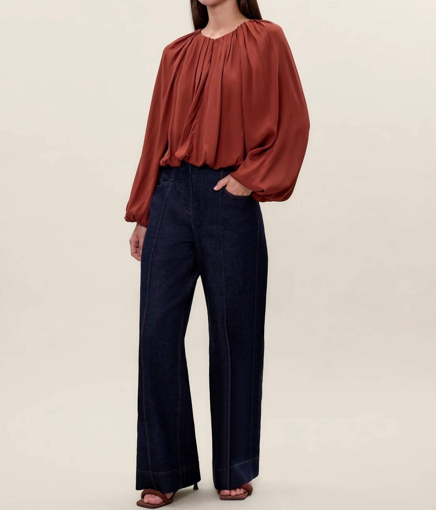 Rebecca Taylor Lillith Bubble Top in aberdeen - women's blouse - alternate view