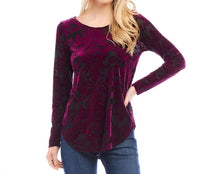 Karen Kane - Weslee Velvet Burnout Shirttail Top
