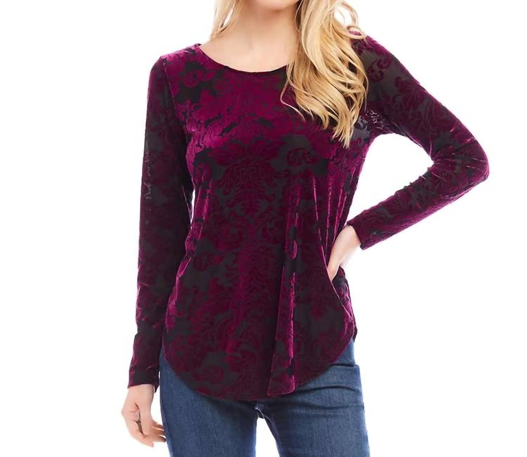 Karen Kane - Weslee Velvet Burnout Shirttail Top