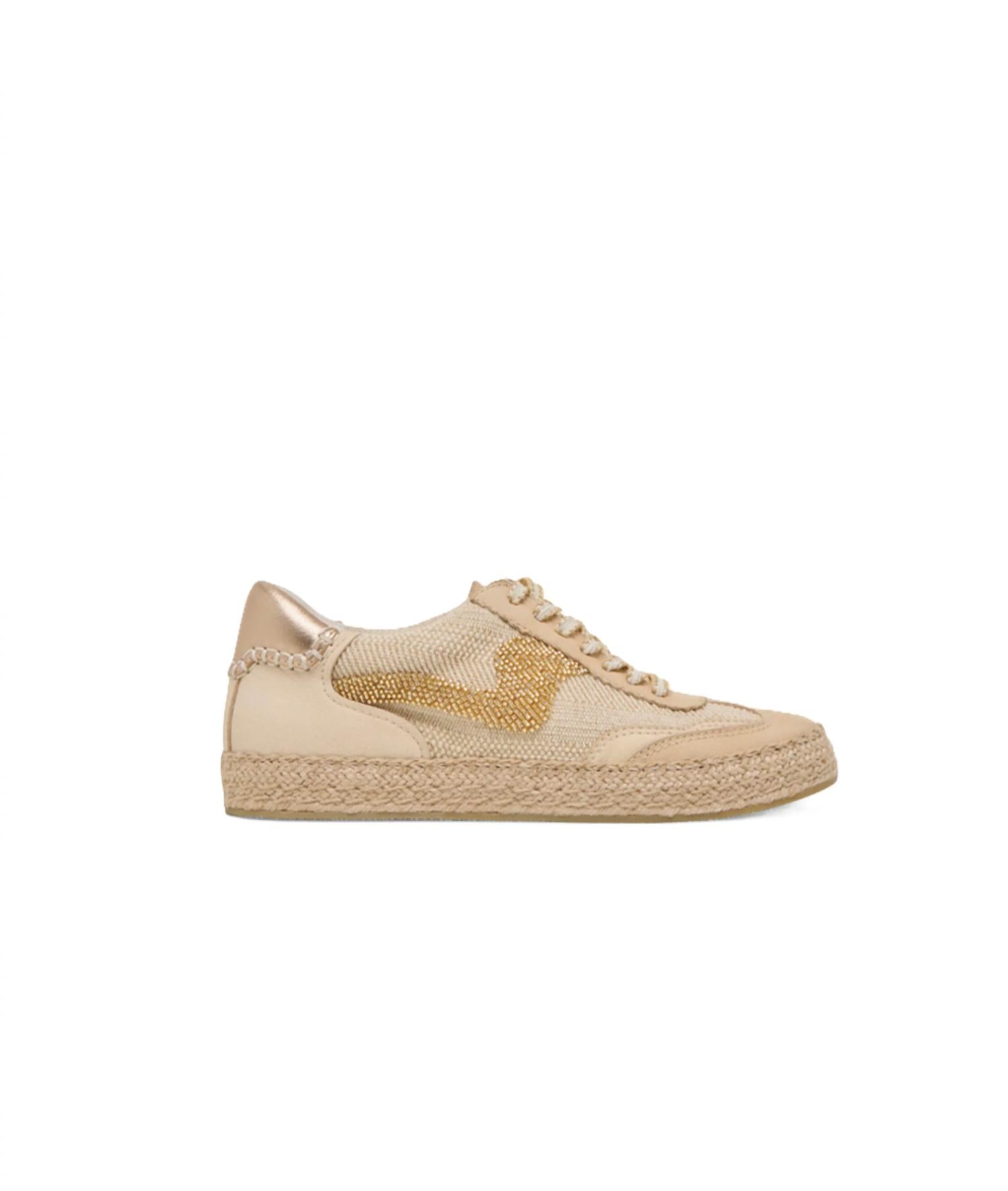 Dolce Vita Women's Notice Beaded Mesh Espadrille Sneaker in gold multi - women's shoe