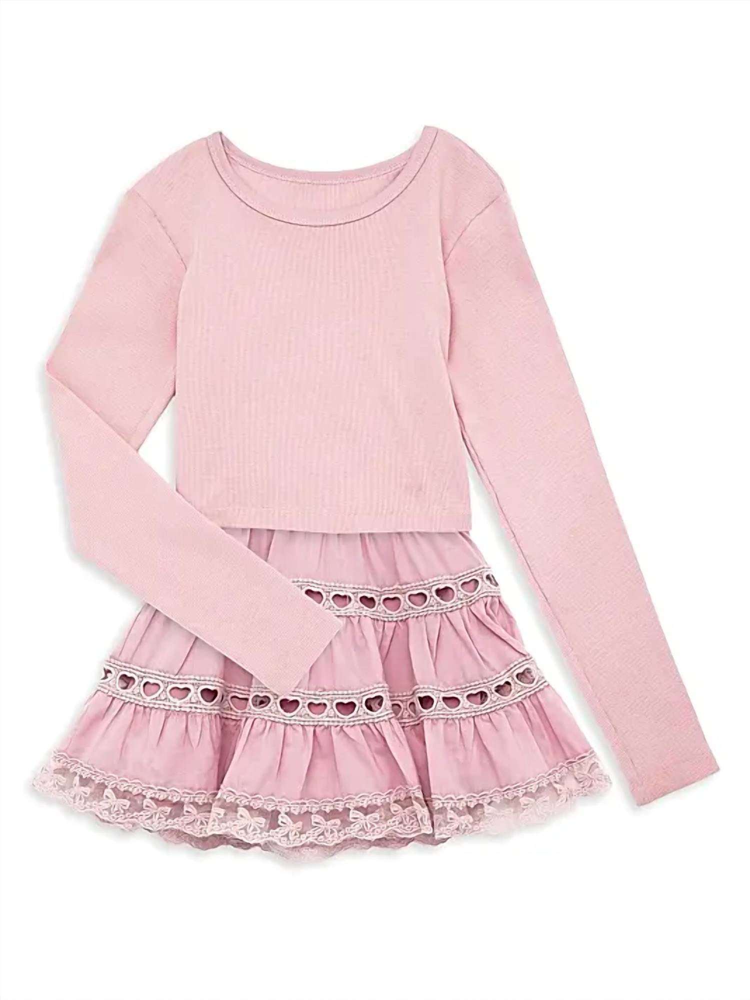 Theme - Girls Ballet Sofia Heart Bow Lace Mini Skirt