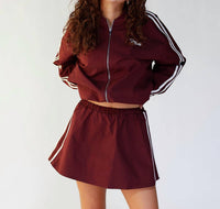 By Together On The Move Track Mini Skirt in maroon - women's skirt