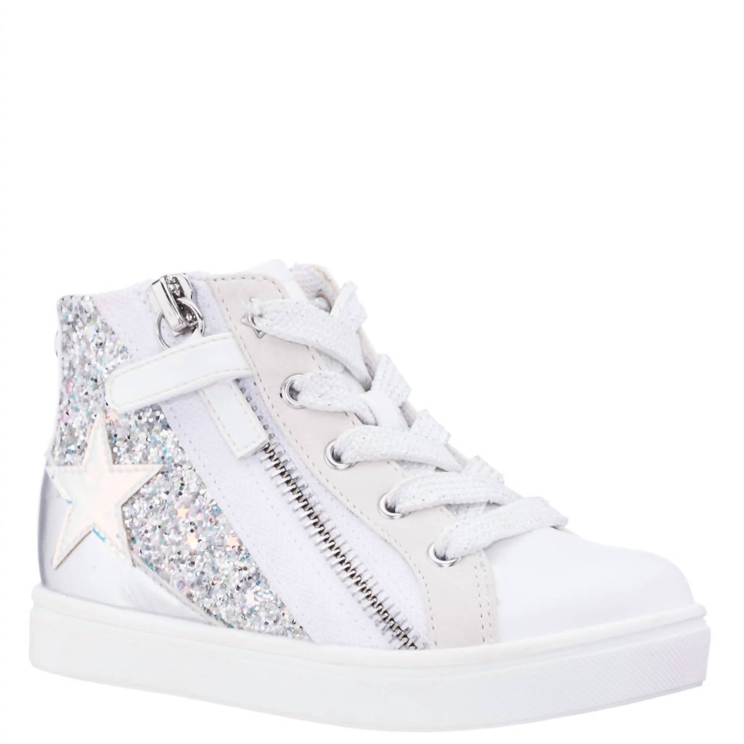 Nina Girls Yuti High Top Sneakers in white glitter - kids' sneaker