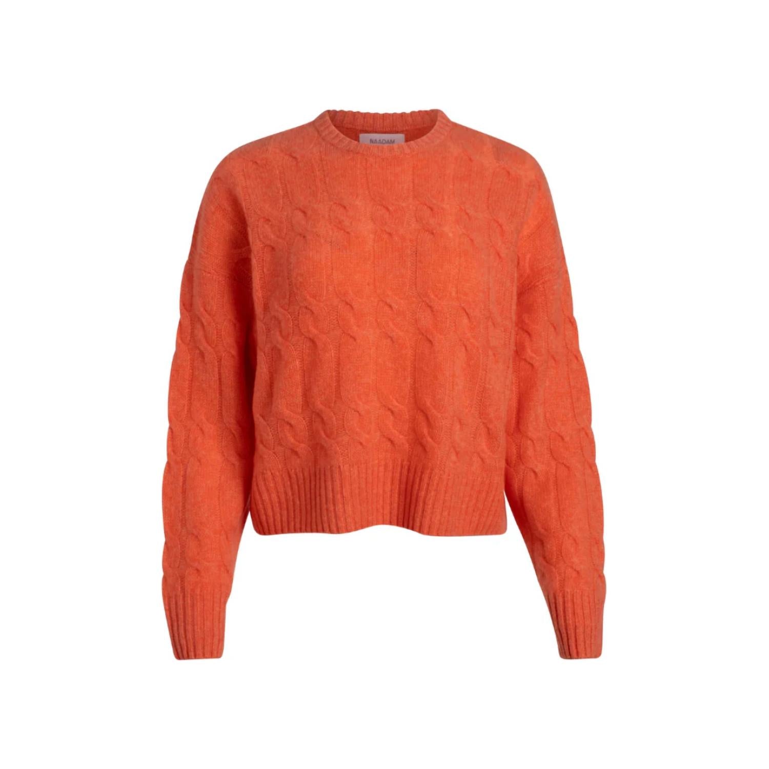 NAADAM Women's Featherweight Cashmere Cable Crew Sweater in nectar - women's sweater