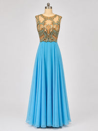 Sherri Hill Women's Beaded Chiffon Gown in light blue - women's dress