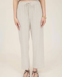 Venti6 - Clair Linen Pinstripe Drawstring Pants