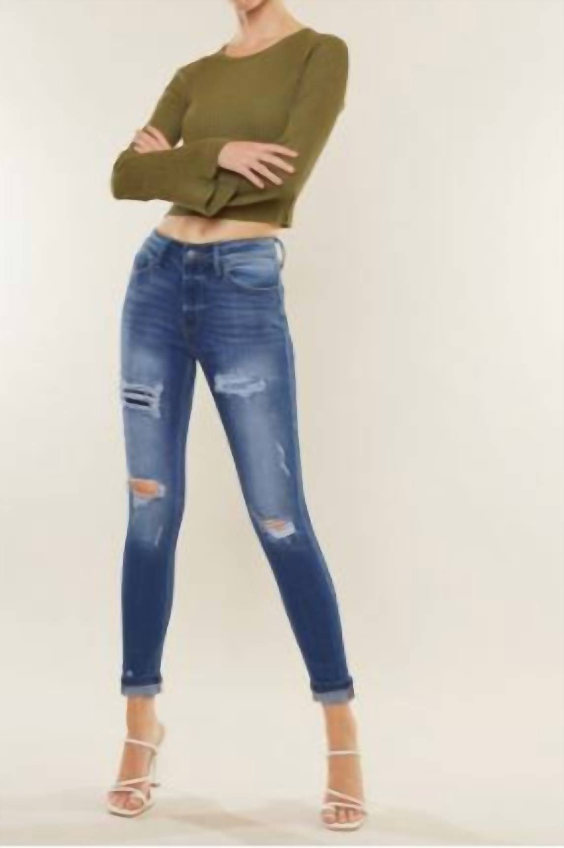 KanCan High Rise Ankle Skinny Jeans in medium wash - women's jeans