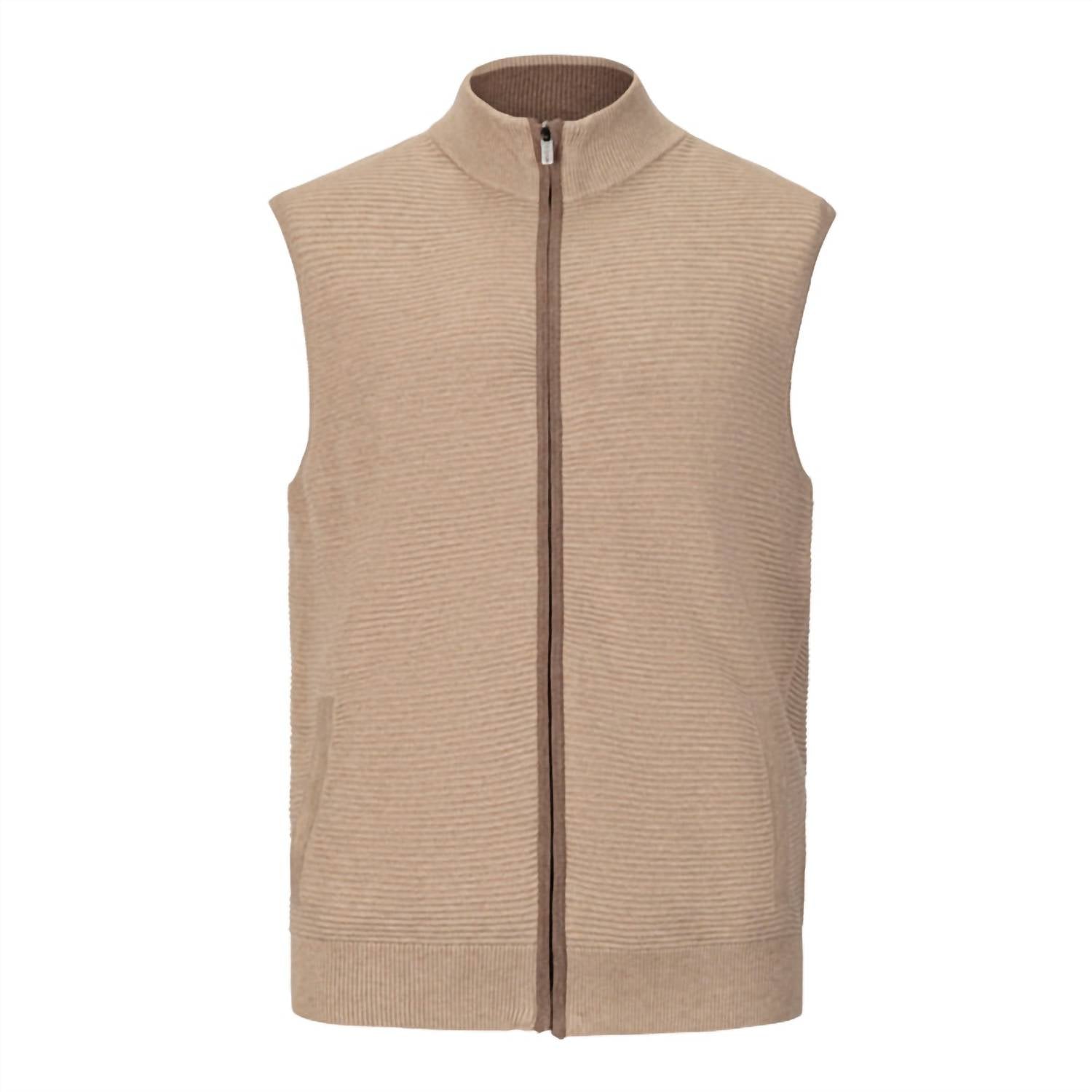 F/X Fusion Men's Solid Ottoman Full Zip Vest in oatmeal - men's item