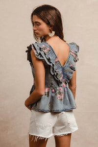 Bibi - Washed Floral Print Top
