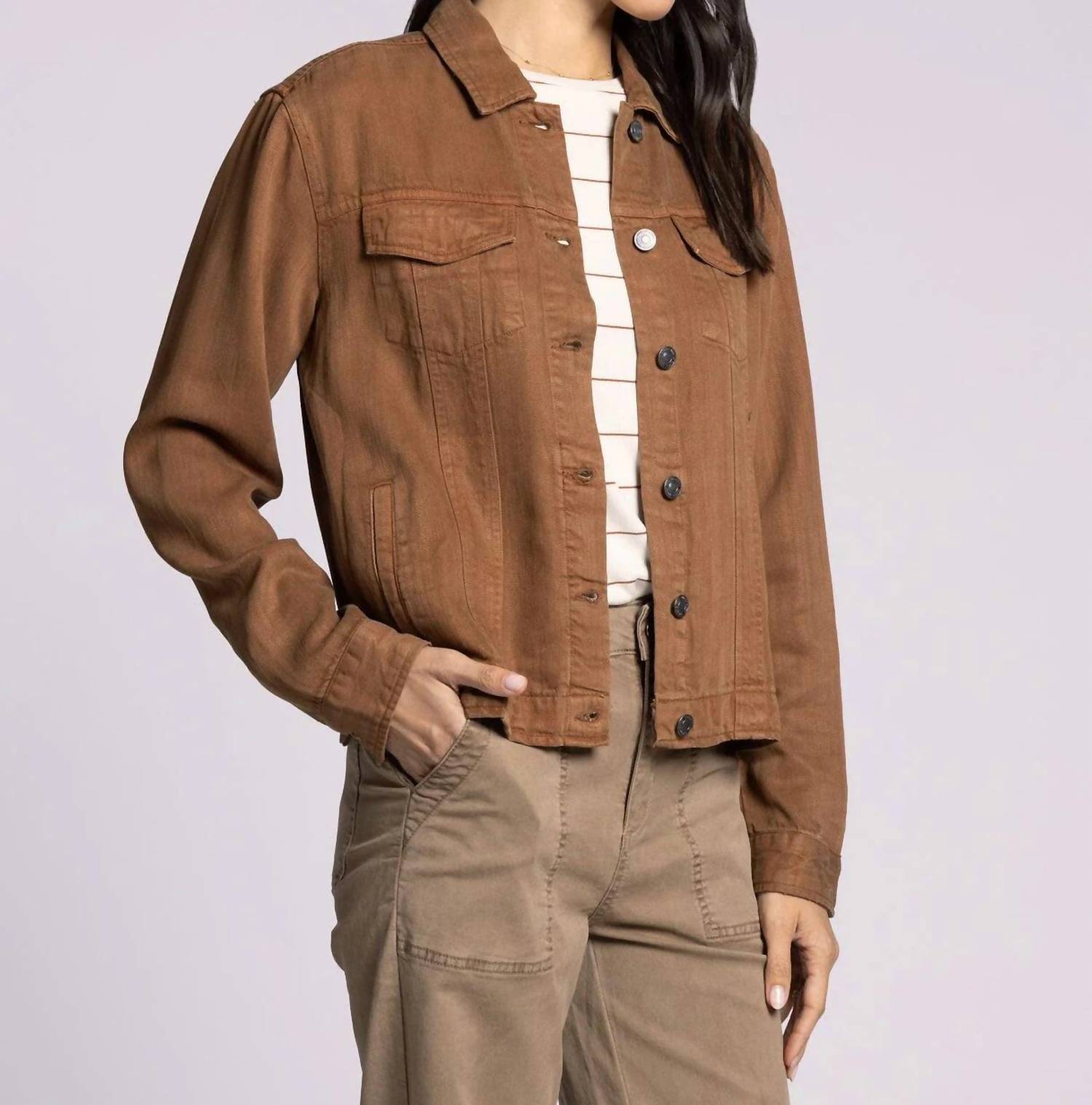 Thread & Supply Jackie Button Down Jacket in toffee - women's jacket - alternate view