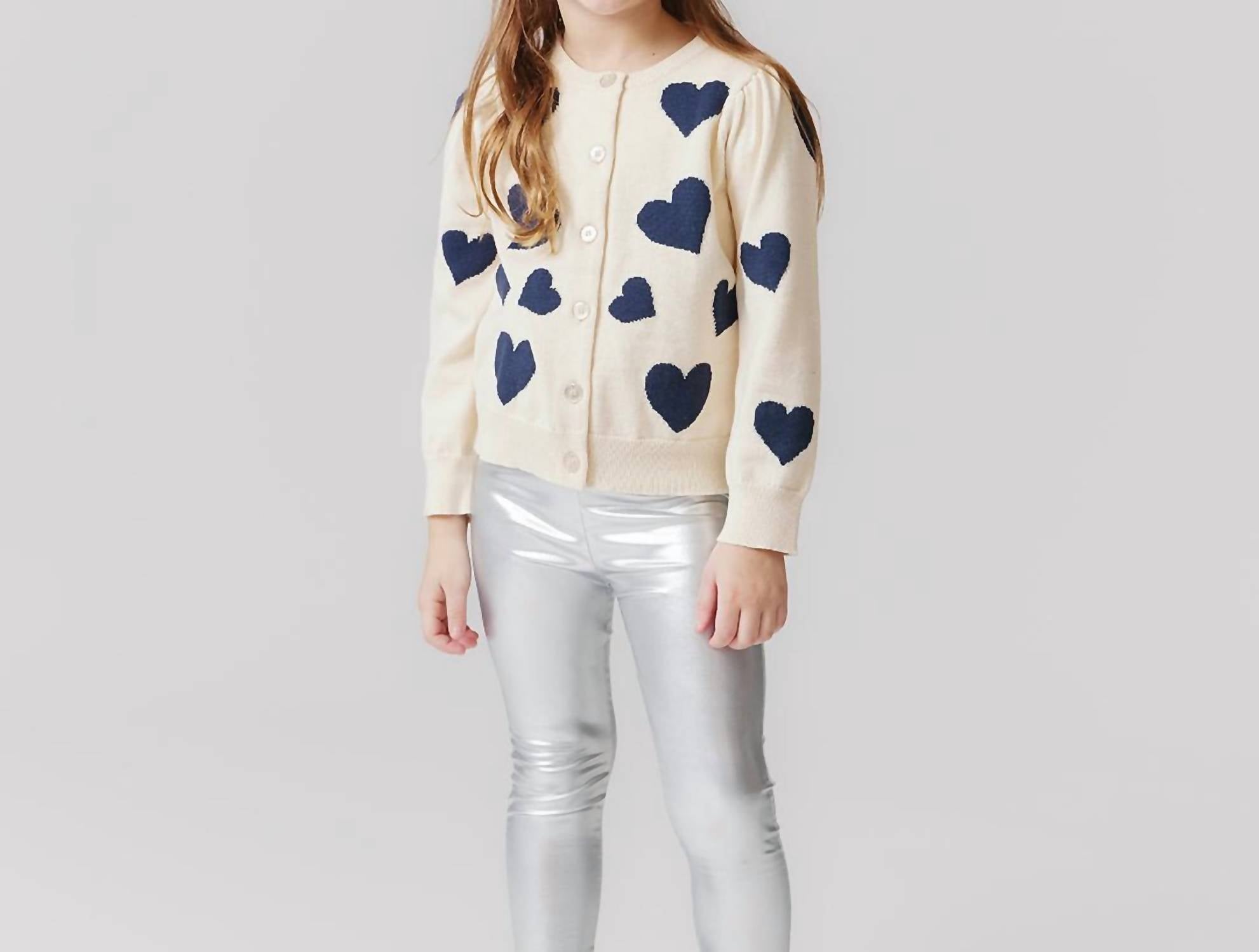 PINK CHICKEN Kid's Lame Leggings in silver - kids' leggings - detail view