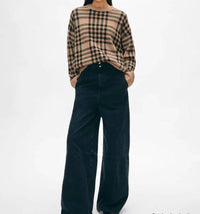 White + Warren - Cashmere Plaid Crewneck Sweater