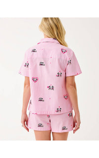 Lilly Pulitzer Mari Pajama Button-up Shirt in multi disney half drop overprint - women's t-shirt - alternate view