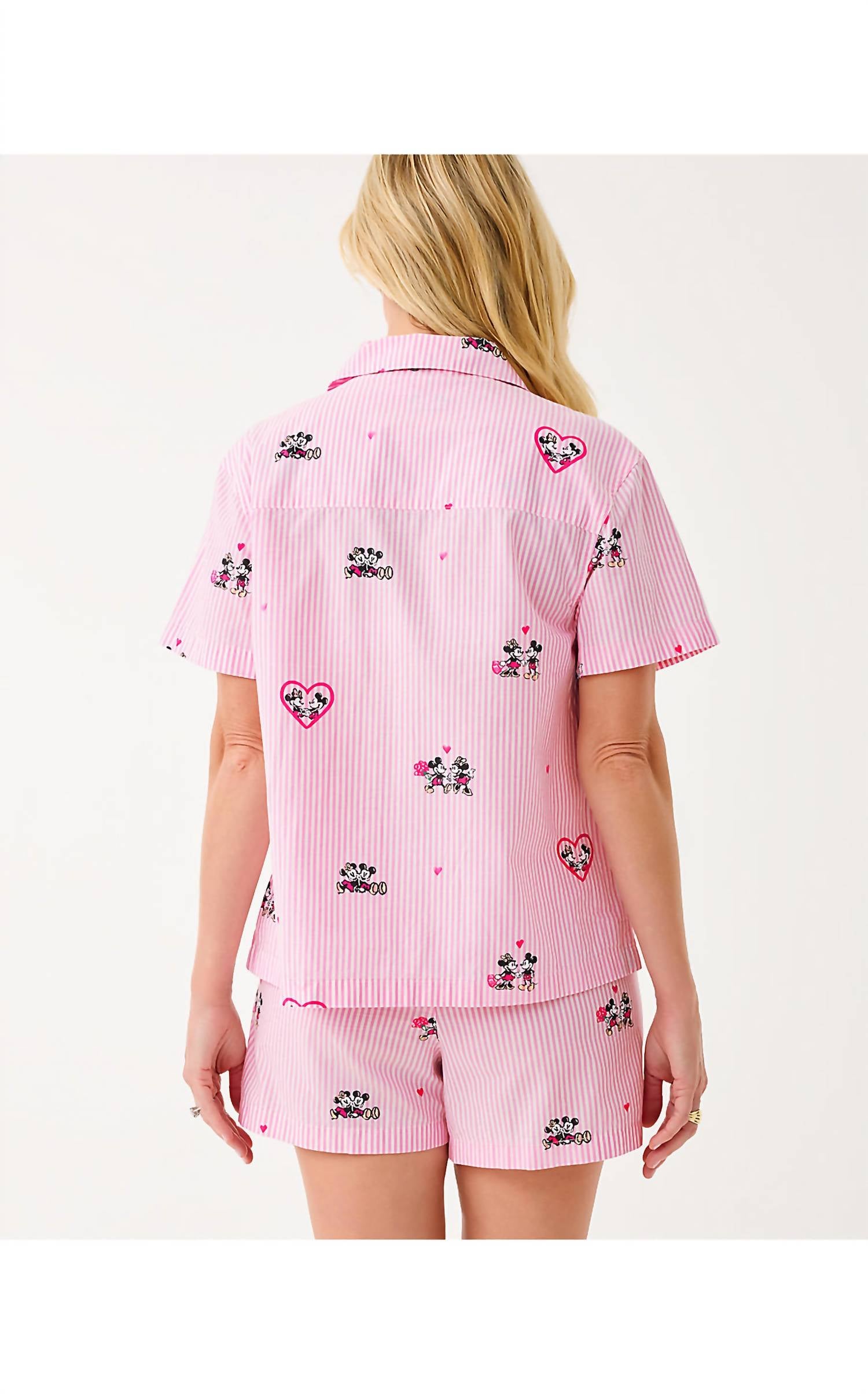 Lilly Pulitzer Mari Pajama Button-up Shirt in multi disney half drop overprint - women's t-shirt - alternate view