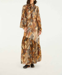 Farm Rio - Dotted Macaws Long Sleeve Maxi Dress