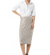 Ann Mashburn Pull-on Midi Skirt in silver sequin - women's skirt