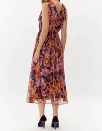 Adelyn Rae - Vianka Tie Shoulder Chiffon Midi Dress