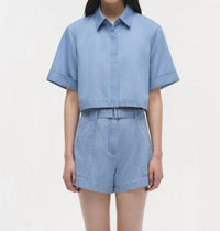 Jonathan Simkhai - Bishop Tailored Denim Crop Top