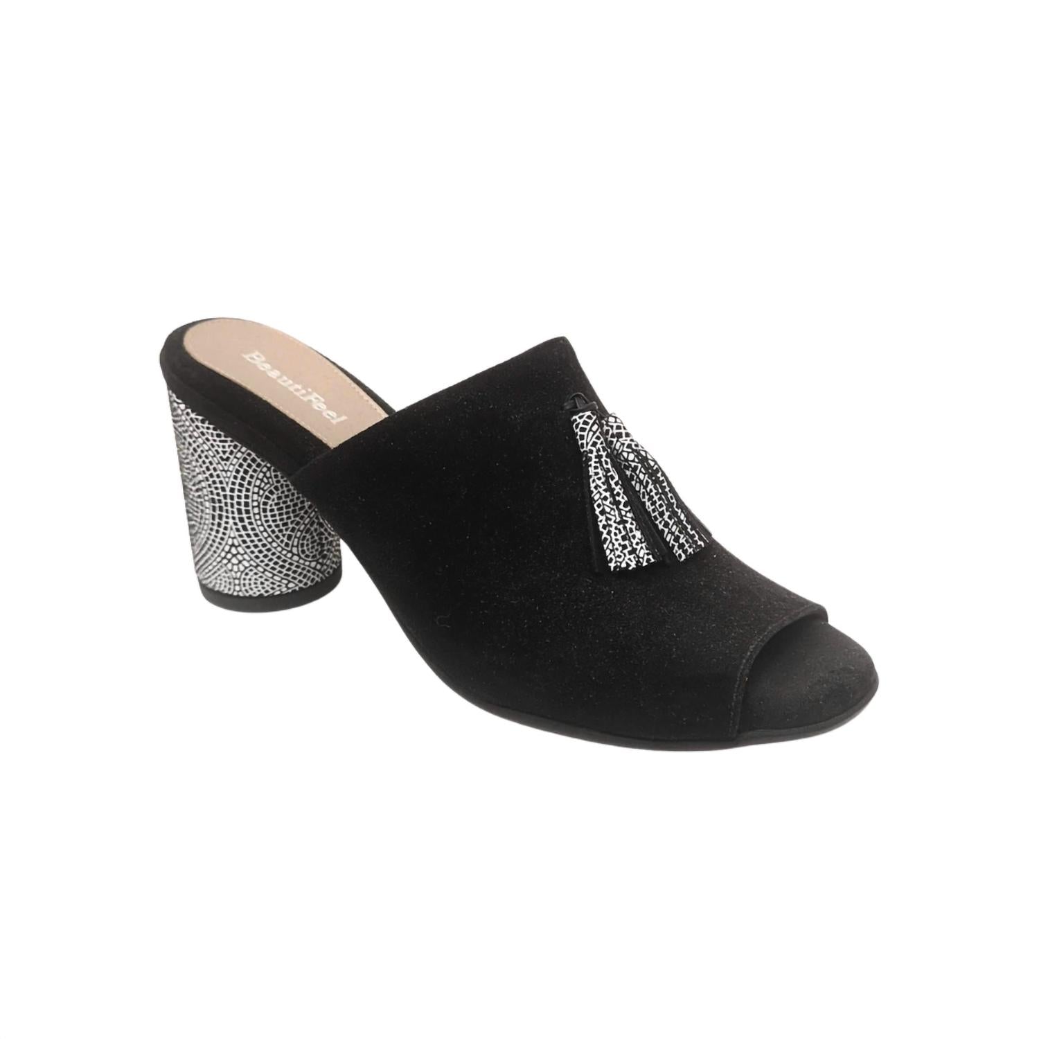 Beautifeel Women's Meg Sandal in black suede - women's sandal - detail view