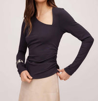 Fifteen Twenty - Shay Asymmetric Shirred Long Sleeve Top
