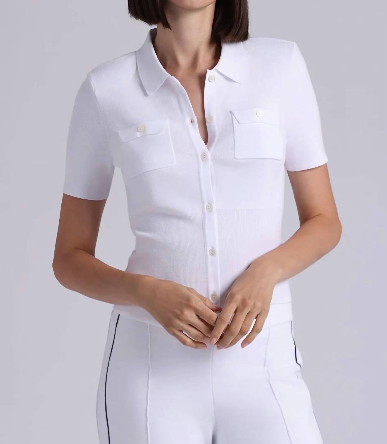 Minnie Rose - Short Sleeve Collared Shirt With Pockets