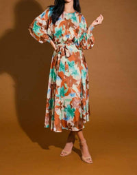 Flying Tomato - Printed Woven Midi Dress