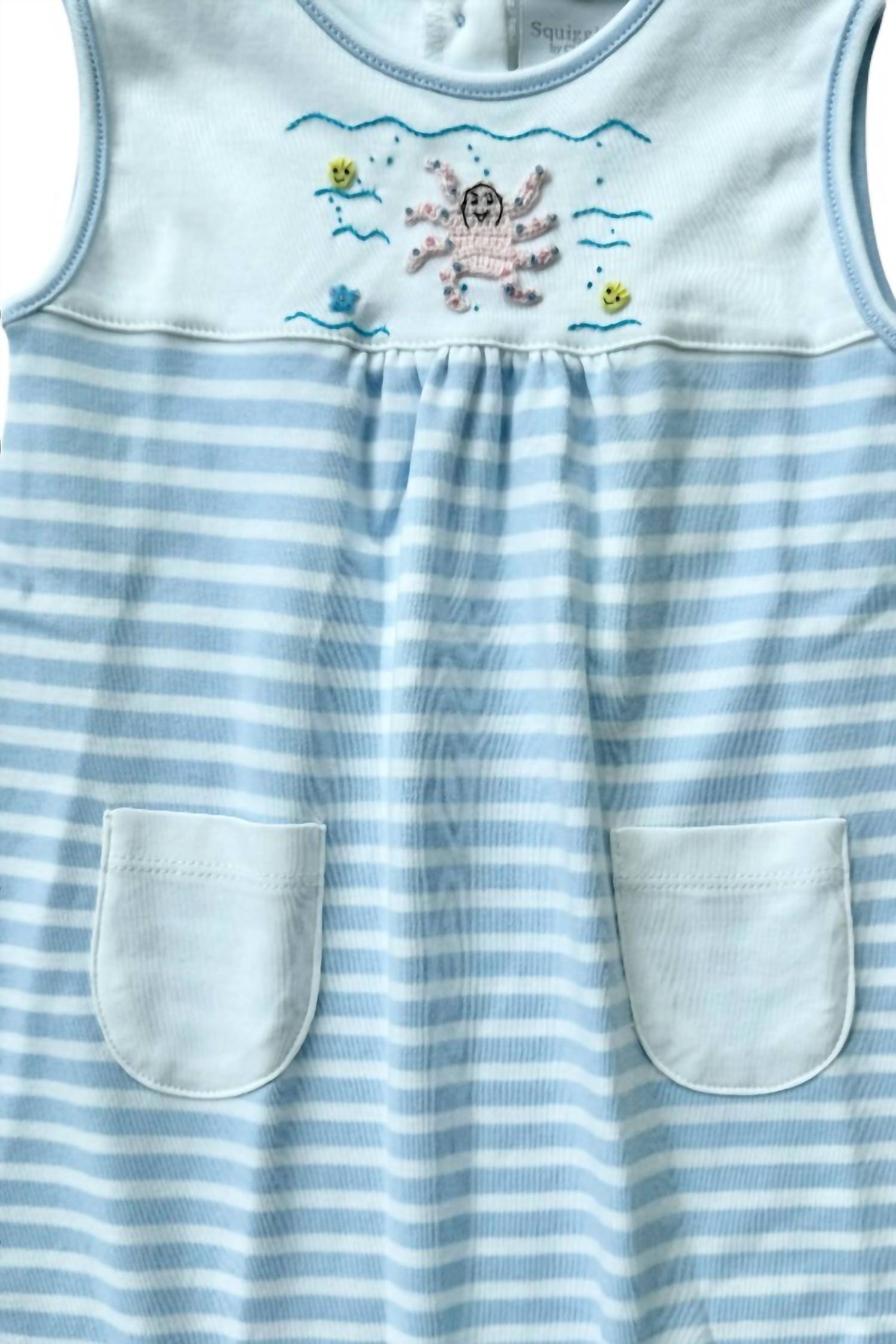 SQUIGGLES Girls Angel Sleeve Dress in pink octopus - kids' dress - detail view