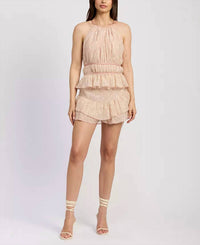 En Saison - Tie Back Halter Peplum Top