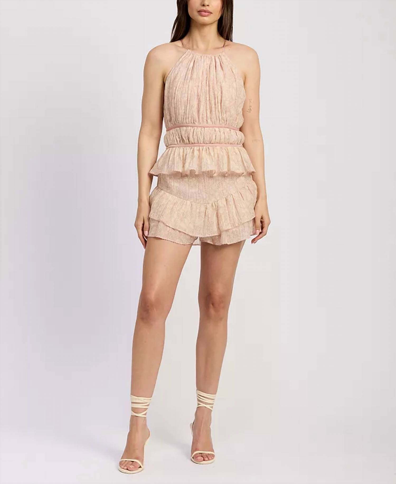 En Saison - Tie Back Halter Peplum Top