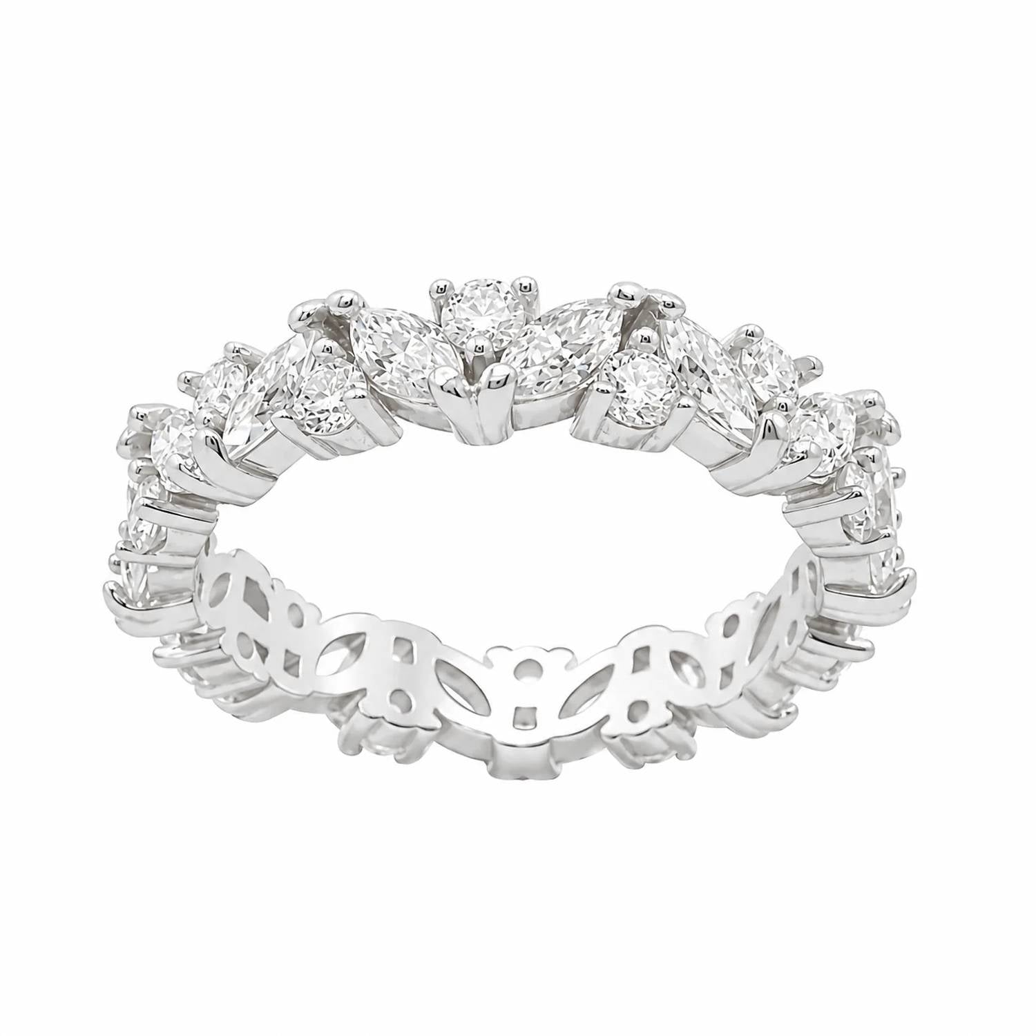 Allyanna Gifts - Women's Moissanite Marquise & Round Cluster Eternity Ring Band