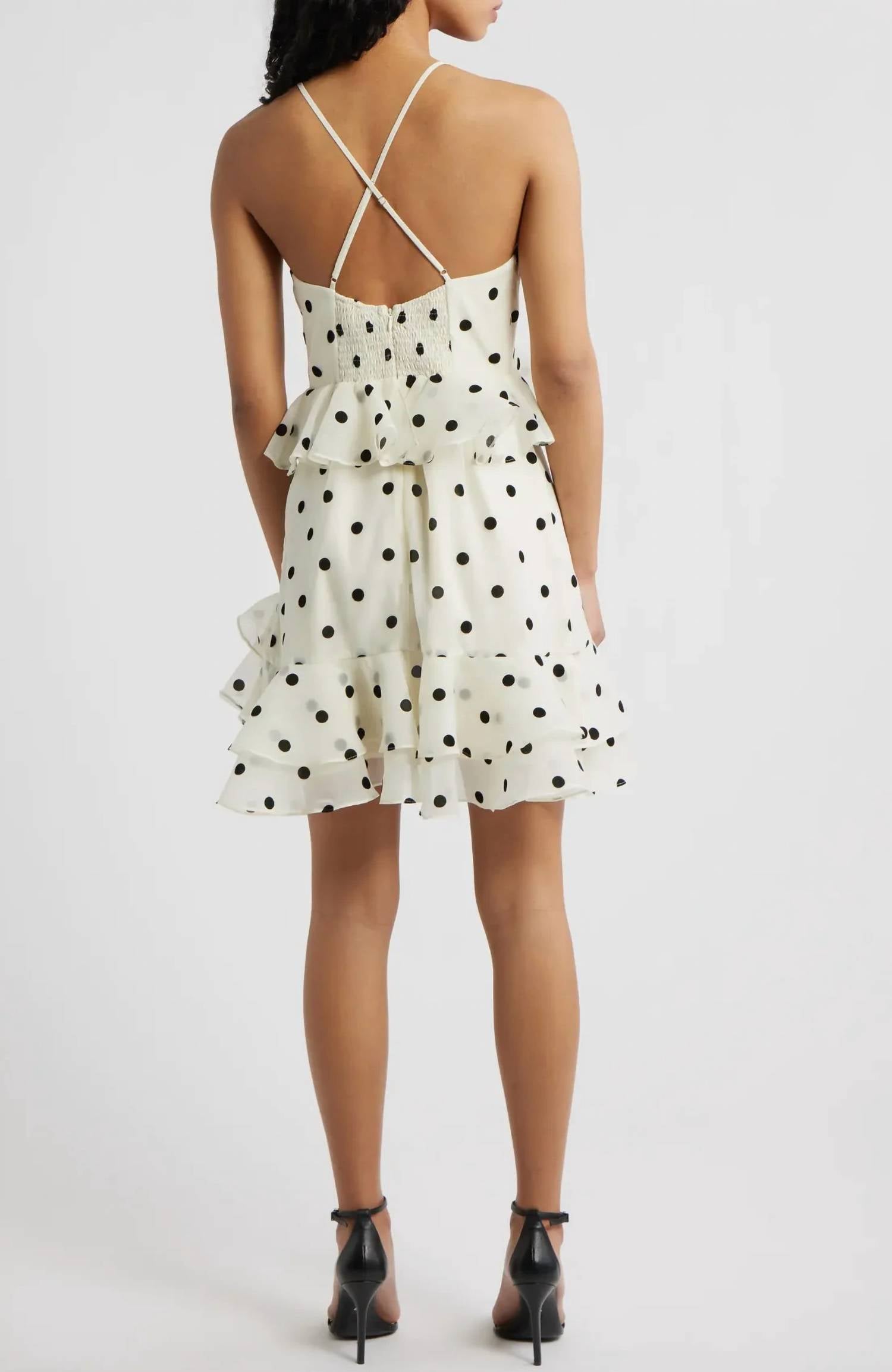 Lucy Paris - Remy Polka Dot Rosette Ruffle Minidress