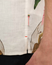 Orlebar Brown Maitan Paeonia Linen Shirt in pink lemonade - men's shirt - alternate view