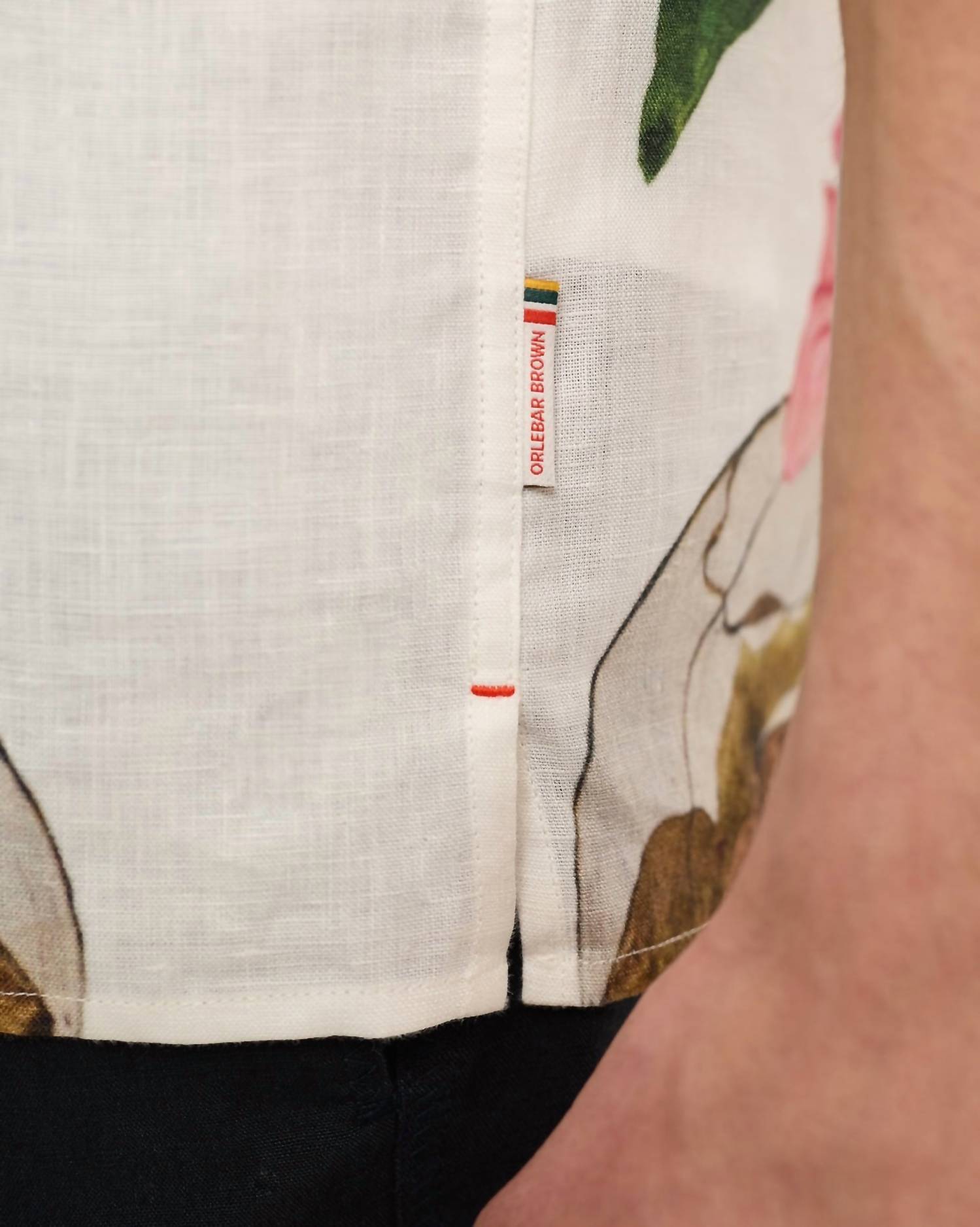 Orlebar Brown Maitan Paeonia Linen Shirt in pink lemonade - men's shirt - alternate view