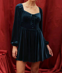Blu Pepper - Velvet Button Down Front Tie Mini Dress